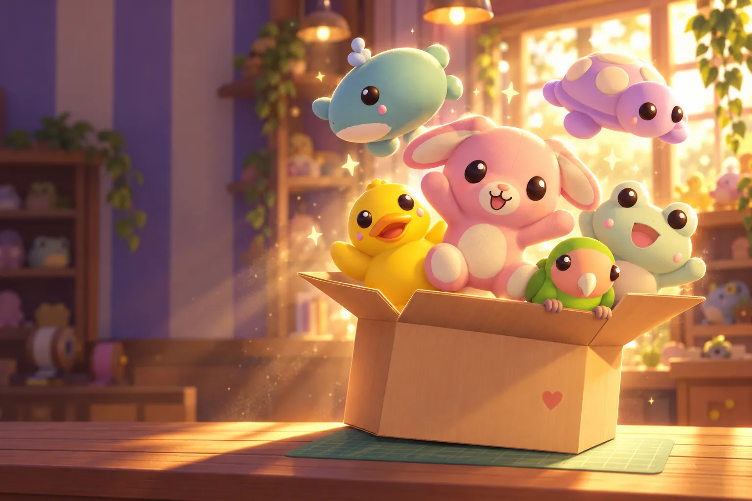 The toys of the shop in their delivery box