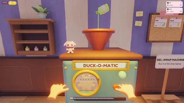 Two hands at the DUCK-O-MATIC machine