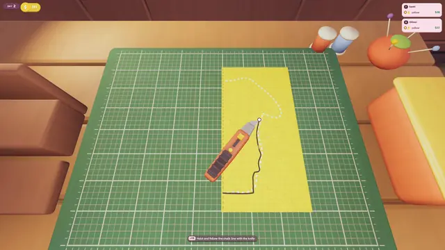 A knife cuts a plush shape out of yellow fabric